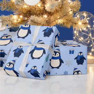 Speelse Pinguïn Winter Inpakpapier