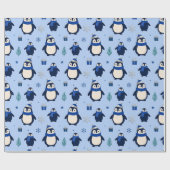 Speelse Pinguïn Winter Inpakpapier (Vlak)