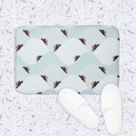 Speelse Pinguïns Glijden op Sneeuwpatroon Badmat