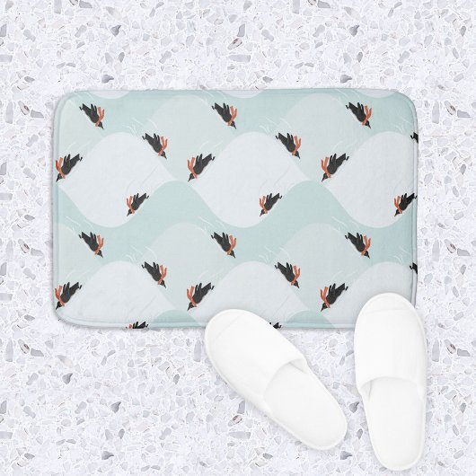 Speelse Pinguïns Glijden op Sneeuwpatroon Badmat