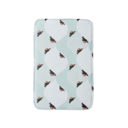 Speelse Pinguïns Glijden op Sneeuwpatroon Badmat (Voorkant Verticaal)