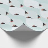 Speelse Pinguïns Glijden op Sneeuwpatroon Cadeaupapier (Hoek)