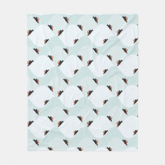 Speelse Pinguïns Glijden op Sneeuwpatroon Fleece Deken (Voorkant)