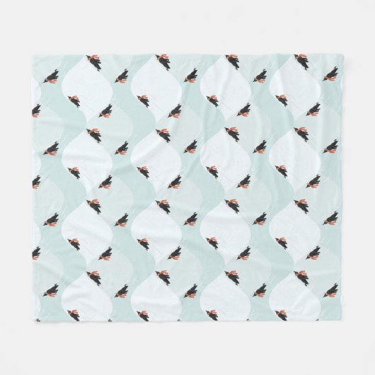 Speelse Pinguïns Glijden op Sneeuwpatroon Fleece Deken (Voorkant (Horizontaal))