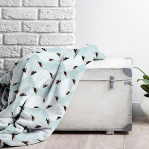 Speelse Pinguïns Glijden op Sneeuwpatroon Fleece Deken