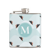 Speelse Pinguïns Glijden op Sneeuwpatroon Heupfles (Voorkant)