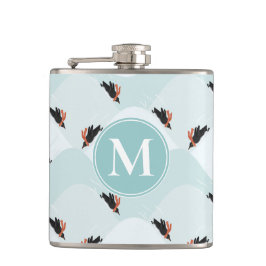 Speelse Pinguïns Glijden op Sneeuwpatroon Heupfles