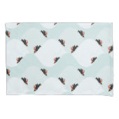 Speelse Pinguïns Glijden op Sneeuwpatroon Kussensloop (Voorkant)