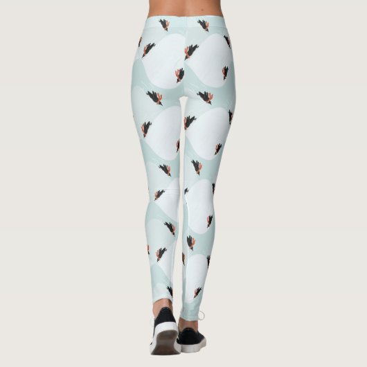 Speelse Pinguïns Glijden op Sneeuwpatroon Leggings (Achterkant)
