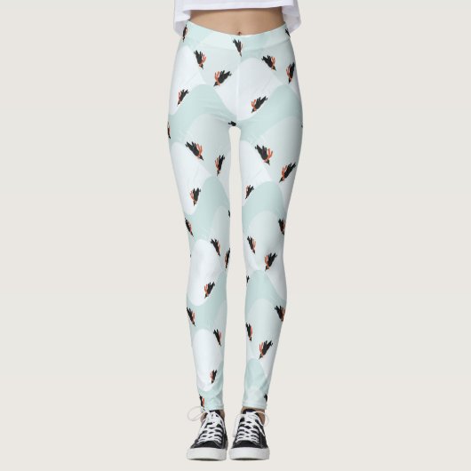 Speelse Pinguïns Glijden op Sneeuwpatroon Leggings (Voorkant)