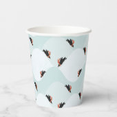 Speelse Pinguïns Glijden op Sneeuwpatroon Papieren Bekers (Achterkant)