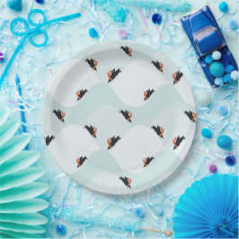 Speelse Pinguïns Glijden op Sneeuwpatroon Papieren Bordje