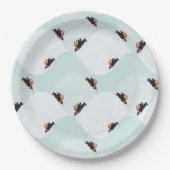 Speelse Pinguïns Glijden op Sneeuwpatroon Papieren Bordje (Voorkant)