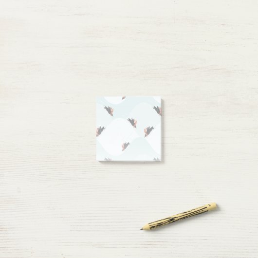 Speelse Pinguïns Glijden op Sneeuwpatroon Post-it® Notes (Op bureau)