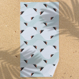 Speelse Pinguïns Glijden op Sneeuwpatroon Strandlaken