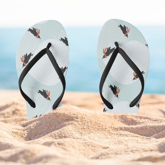 Speelse Pinguïns Glijden op Sneeuwpatroon Teenslippers