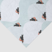 Speelse Pinguïns Glijden op Sneeuwpatroon Tissuepapier (Detail)