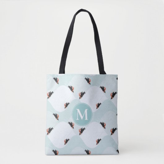 Speelse Pinguïns Glijden op Sneeuwpatroon Tote Bag (Voorkant)