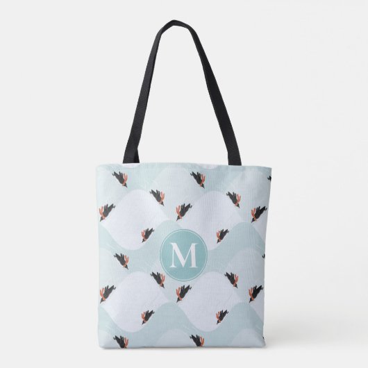 Speelse Pinguïns Glijden op Sneeuwpatroon Tote Bag (Achterkant)