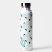 Speelse Pinguïns Glijden op Sneeuwpatroon Waterfles (Links)