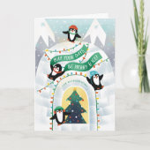 Speelse Pinguïns Igloo Winter Feestdagen Kaart (Voorkant)
