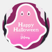 Speelse Pink Ghost Halloween Stickers (Voorkant)