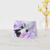 Speelse "Pippa" Paarse Bloemen blanco notecard Kaart (Gele Bloem)