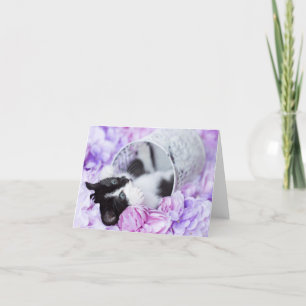Speelse "Pippa" Paarse Bloemen blanco notecard Kaart