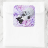Speelse "Pippa" Paarse Bloemen Vierkante Sticker (Tas)
