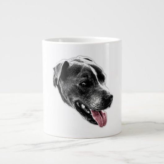 Speelse Pitbull Mix Red Tongue Portrait Mok (Voorkant)