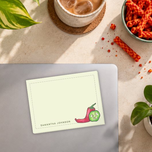 Speelse pittige rode chilipeper en jalapeño post-it® notes