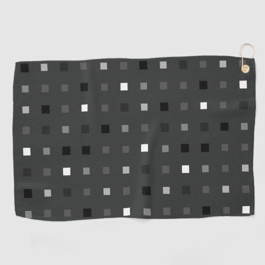 Speelse pixels Controleer het grijze zwarte patroo Golfhanddoek (Horizontaal)
