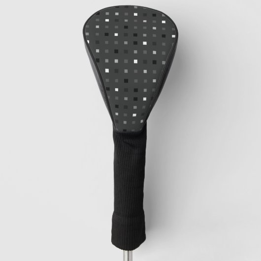 Speelse pixels Controleer het grijze zwarte patroo Golfheadcover (Voorkant)
