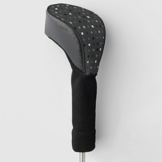 Speelse pixels Controleer het grijze zwarte patroo Golfheadcover (Schuin)
