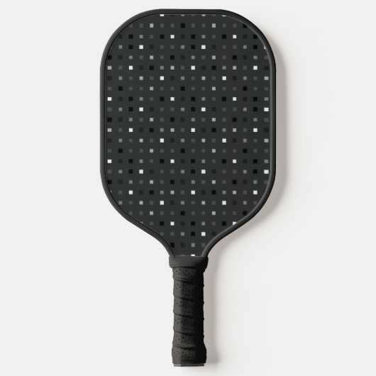 Speelse pixels Controleer het grijze zwarte patroo Pickleball Paddle (Voorkant)