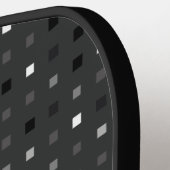 Speelse pixels Controleer het grijze zwarte patroo Pickleball Paddle (Links Detail)