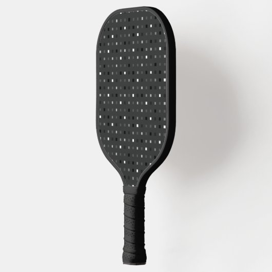 Speelse pixels Controleer het grijze zwarte patroo Pickleball Paddle (Links)
