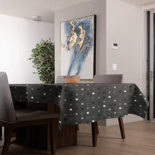 Speelse pixels Controleer het grijze zwarte patroo Tafelkleed