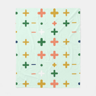 Speelse Plus Tekens Geometrisch Retro Patroon Fleece Deken