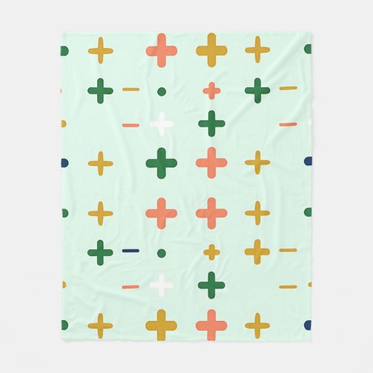 Speelse Plus Tekens Geometrisch Retro Patroon Fleece Deken (Voorkant)