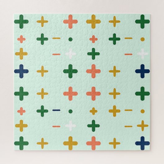 Speelse Plus Tekens Geometrisch Retro Patroon Legpuzzel (Verticaal)