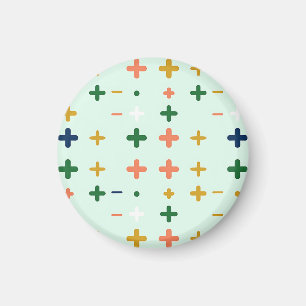 Speelse Plus Tekens Geometrisch Retro Patroon Magneet