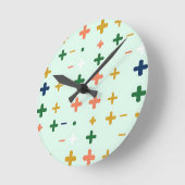 Speelse Plus Tekens Geometrisch Retro Patroon Ronde Klok (Hoek)