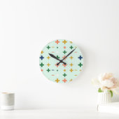 Speelse Plus Tekens Geometrisch Retro Patroon Ronde Klok (Huis)