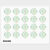 Speelse Plus Tekens Geometrisch Retro Patroon Ronde Sticker (Vel)