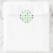 Speelse Plus Tekens Geometrisch Retro Patroon Ronde Sticker (Tas)