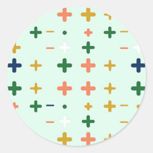 Speelse Plus Tekens Geometrisch Retro Patroon Ronde Sticker