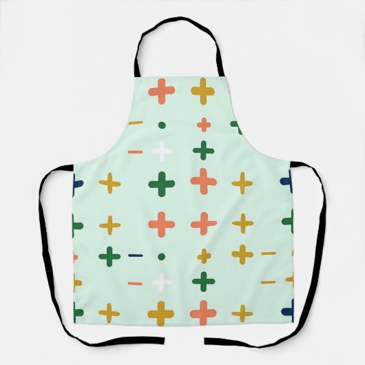 Speelse Plus Tekens Geometrisch Retro Patroon Schort (Voorkant)