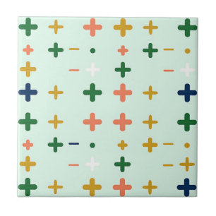Speelse Plus Tekens Geometrisch Retro Patroon Tegeltje