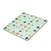Speelse Plus Tekens Geometrisch Retro Patroon Tegeltje (Zijkant)